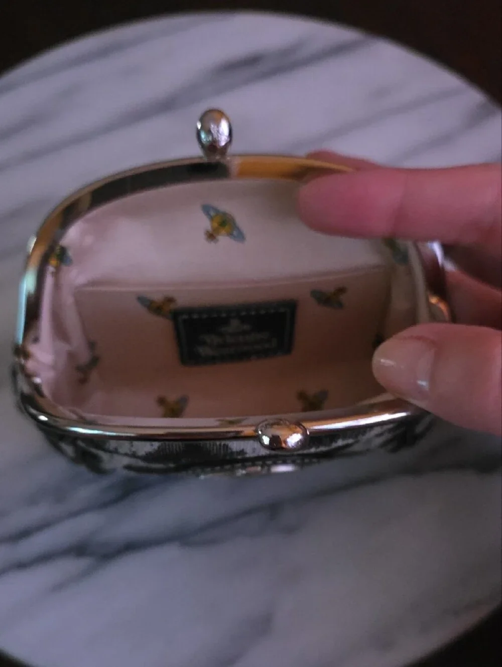 Vivienne Westwood Black and Gray Animal Print Kiss-Lock Coin Purse